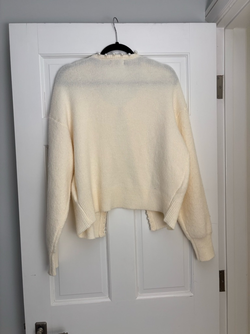 Workshop Republic Clothing Pearl-Trim Cream Cardigan - Picture 3 of 3